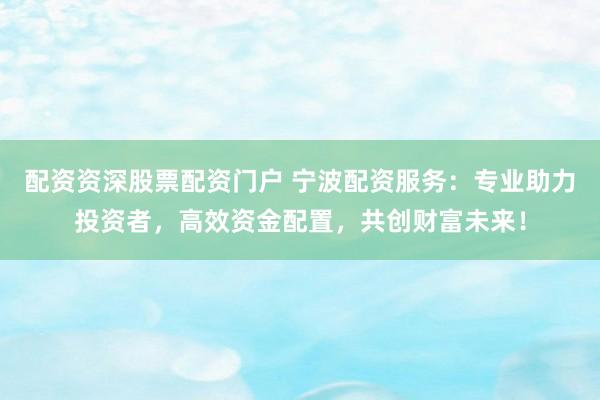 配资资深股票配资门户 宁波配资服务：专业助力投资者，高效资金配置，共创财富未来！