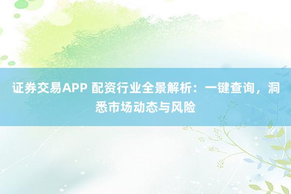 证券交易APP 配资行业全景解析：一键查询，洞悉市场动态与风险