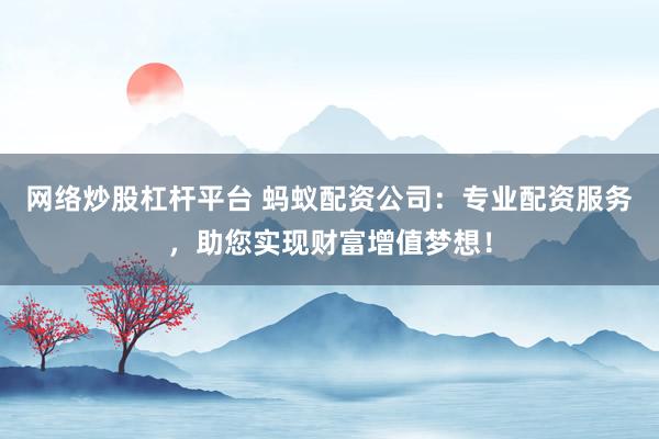 网络炒股杠杆平台 蚂蚁配资公司：专业配资服务，助您实现财富增值梦想！