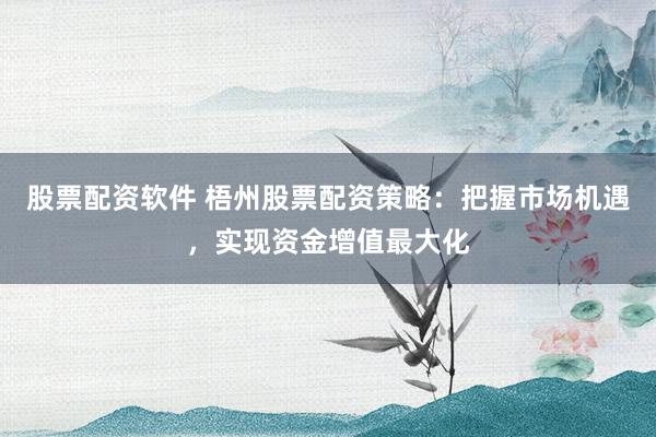 股票配资软件 梧州股票配资策略：把握市场机遇，实现资金增值最大化