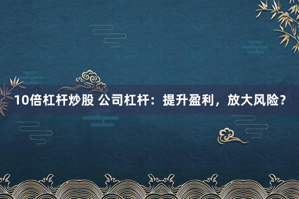 10倍杠杆炒股 公司杠杆：提升盈利，放大风险？