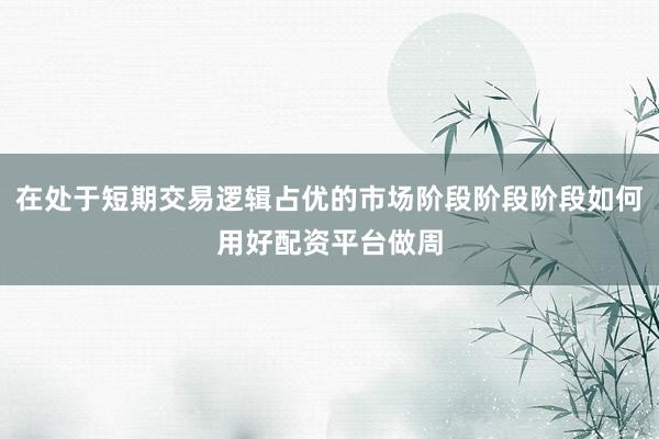 在处于短期交易逻辑占优的市场阶段阶段阶段如何用好配资平台做周