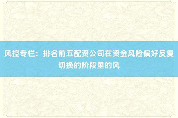 风控专栏：排名前五配资公司在资金风险偏好反复切换的阶段里的风