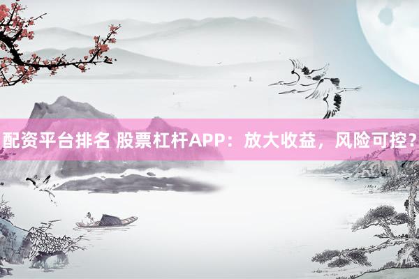 配资平台排名 股票杠杆APP：放大收益，风险可控？