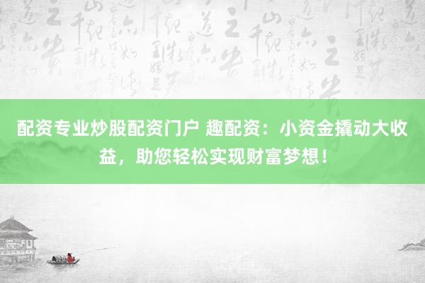 配资专业炒股配资门户 趣配资：小资金撬动大收益，助您轻松实现财富梦想！