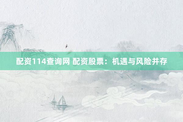 配资114查询网 配资股票：机遇与风险并存