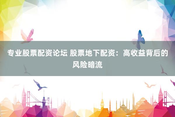专业股票配资论坛 股票地下配资：高收益背后的风险暗流