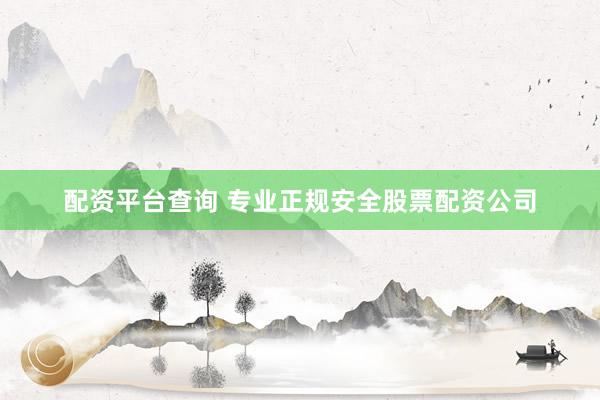 配资平台查询 专业正规安全股票配资公司