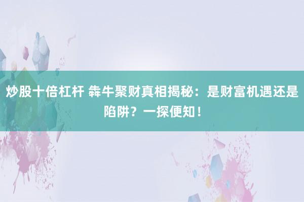 炒股十倍杠杆 犇牛聚财真相揭秘：是财富机遇还是陷阱？一探便知！