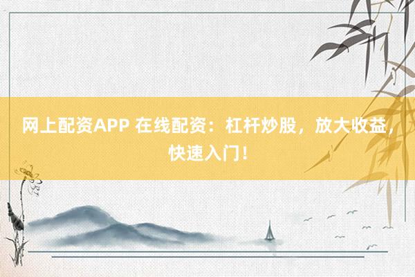 网上配资APP 在线配资：杠杆炒股，放大收益，快速入门！